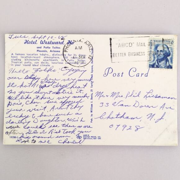 Hotel Westward Ho & Patio Suites Phoenix Arizona 1960s Postcard AZ PC 1968 - Picture 2 of 2